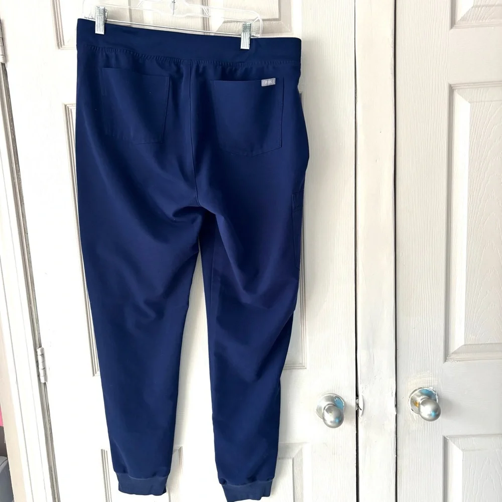 Figs Navy Zamora Joggers Scrub Pants Elastic Waist Zip Pocket SZ L T Worn 1X